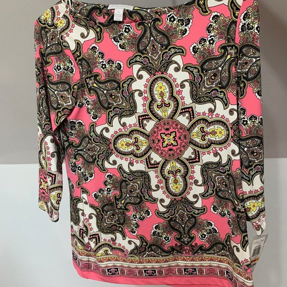 Charter Club Tops - Charter Club 3/4 sleeve size pet/sm floral pattern